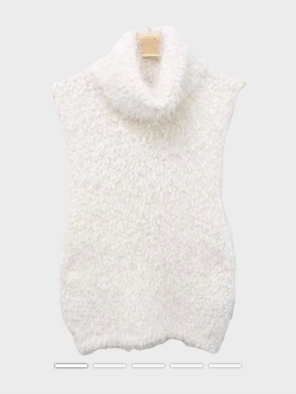 Zara Cream Fuzzy Sleeveless Turtleneck Vest